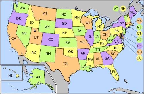 US Abréviation Etats map.png